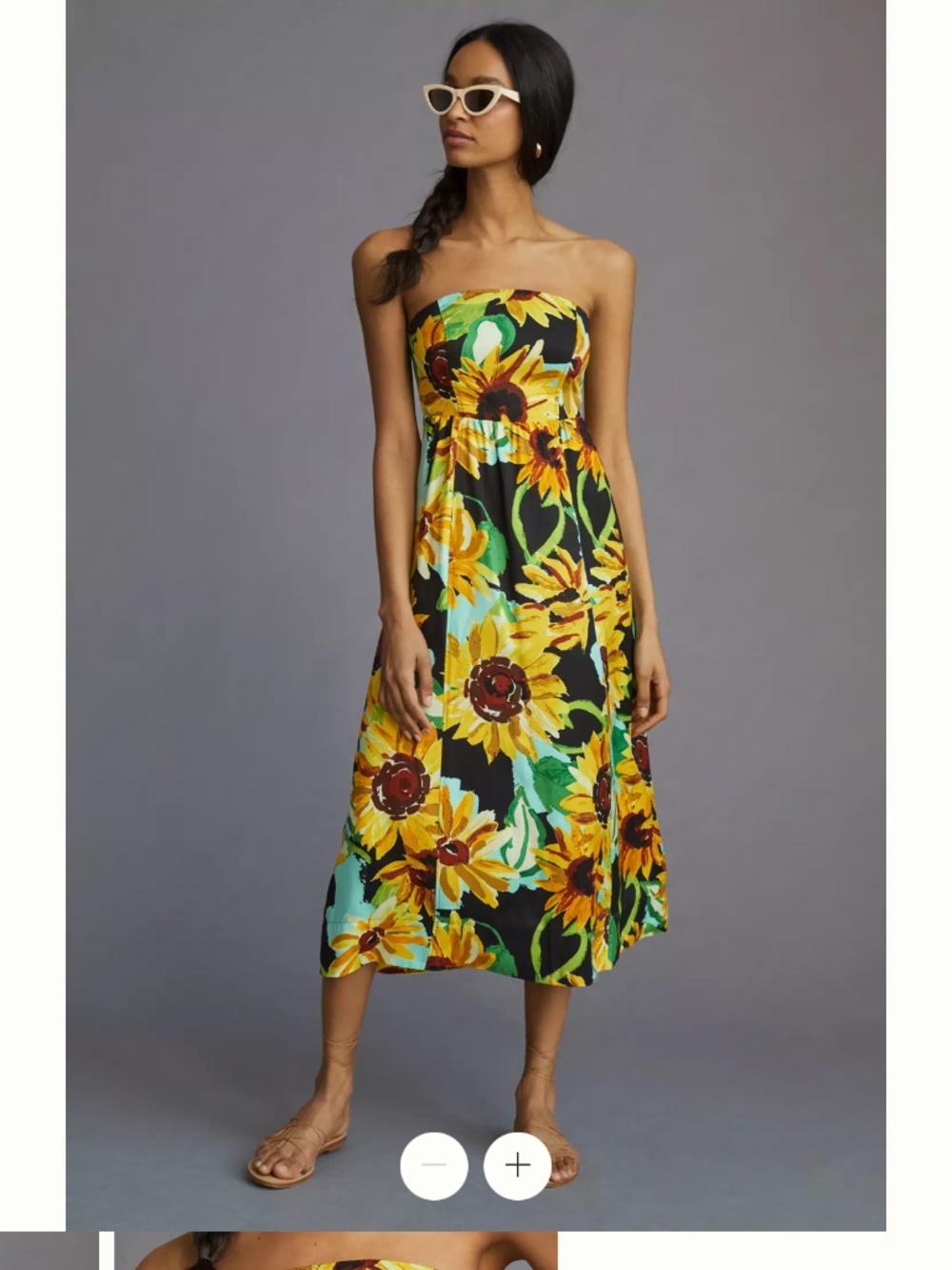 Anthropologie Maeve Sunflower Strapless Silk Rayon Midi Dress szSM